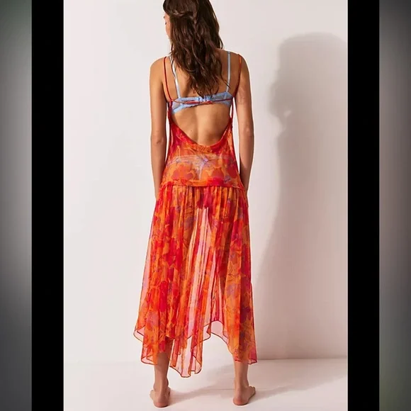 Free People Step Out Midi Slip in Sorbet Combo Size L - Picture 4 of 8